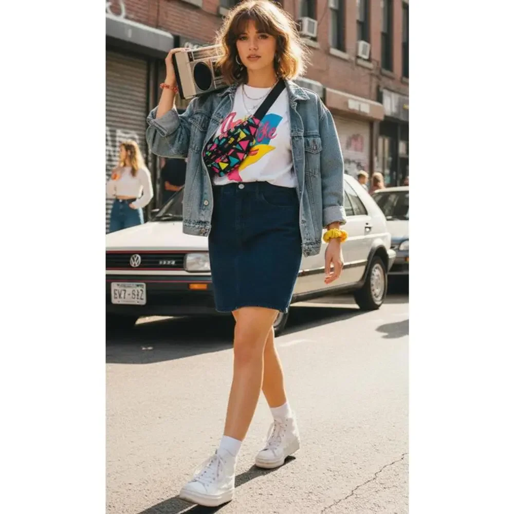 Vintage 1990's Dark Blue Denim Guess Skirt size 27 - Picture 2 of 10